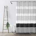 Awellife Boho Black and White Shower Curtain for Bathroom Extra Long Stripe Tassel Shower Curtain 72 X 84 Inches Farmhouse Cotton, Color: Black Tassel