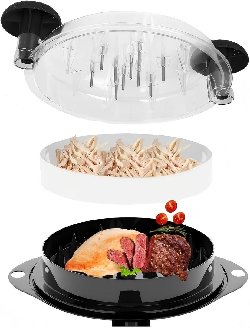 Chicken Shredder Tool Twist Meat Shredder Chicken Breast Shredder Tool Large, Meat Shredder Grinder Meat Masher for Chicken Ground Beef Pork with Steel Spikes Hanging Holes (Black&Black)