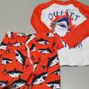 AIWUHE Toddler Swimsuit Set Boys Two Piece Shark Bathing Suit Swimwear Quick Dry Long Sleeve Rashguard and Swim Trunks 6-7yrs