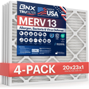 BNX TruFilter 20x23x1 Air Filter MERV 13 (4-Pack) - MADE IN USA - Electrostatic Pleated Air Conditioner HVAC AC Furnace Filters for Allergies, Pollen, Mold, Bacteria, Smoke, Allergen, MPR 1900 FPR 10