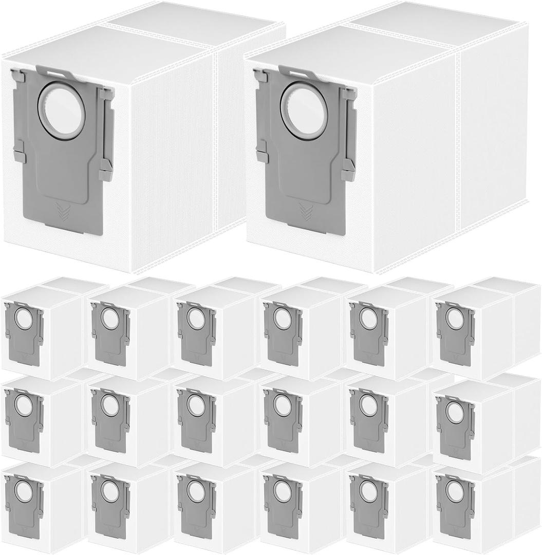 20 Packs Q Revo Dust Bags for Roborock QV 35A/Qrevo S5V/Saros 10/10R/Qrevo/Q RevoS/Qrevo Pro/Plus/MaxV/Master/Curv S5X/Edge S5A/S8 MaxV/S8 Max Ultra Robot Vacuum Cleaner, 3.5L Large Capacity