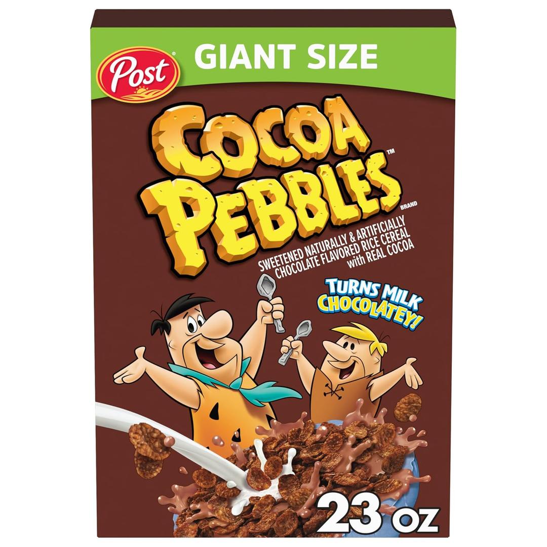 Cocoa PEBBLES Cereal, Chocolatey Kids Breakfast, Gluten Free Rice Crunch, 23 oz Box (EXP 09/04/26)