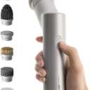 HOTO Handheld Short-Handle Electric Spin Scrubber, IPX7 Waterproof Cordless Scrubber Brush, Bathroom Cleaning Brush, Max 22 in-lb, with 9 Brush Heads for Bathroom, Shower, Kitchen, Sink, Tile