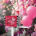 2 x Valentines Love Hearts Welcome Mailbox Cover Magnetic Standard Size 20.5" x 18", Red Polka Dots Buffalo Plaid Stripe Decorative Post Letter Box Wrap Decor Garden Yard Outdoor Decoration