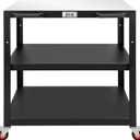 Feasto 36''x 24'' Heavy-Duty Outdoor Pizza Oven Table, 304 Stainless Steel Grill Table with Lockable Wheels for Pizza Ovens & Griddles, 3-Shelf Prep Table for Deck, Patio BBQ & Parties (Black)