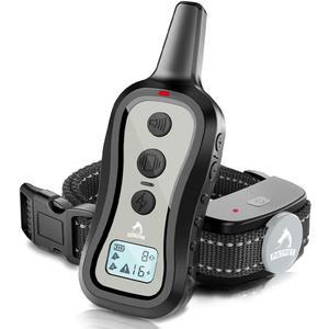 PATPET Dog Training Collar Shock Collar with Remote - 3 Training Modes, Beep, Vibration and Shock, Up to 1000 ft Remote Range, Rainproof for Small Medium Large Dogs (1 Collar, Light grey)