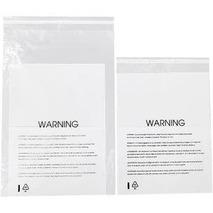 12 X 15 (100 Count) Clear Poly Bags with Suffocation Warning for Packaging, T Shirts & Mailing - Permanent Adhesive (100 Count 12''x15'')