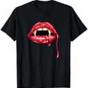 Lips Halloween Pumpkin Scary Sweet or Sour T-Shirt size M