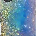 DorisMax for iPhone 17 Case - Wireless Charging Compatible - Dual-Layer Hard Shell + Silicone Cover - Shockproof Protective Phone Case with Stylish Designs for Women - Abstract Blue Gold