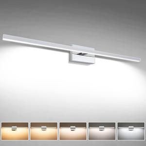 VOLISUN Modern Over Mirror Chrome Bar Vanity Light - Dimmable 5CCT LED Fixture, 39.4 inch, 24W - ETL Certificated