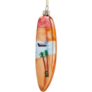 2 x Funny Hanging Christmas Ornaments 2025 - Surfboard Handcrafted Glass Blown Tree Decorations, 3D Premium Decorative Waterproof Holiday Decor for Xmas Home Outdoor Window Gifts