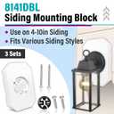 3 Sets 8141DBL Siding Mounting Block, Vinyl Outdoor Mounting Plate kit with Built in Electrical Box, Fits for 1/2 inch Lap Double and 4 inch Siding, Sturdy and Durable, White