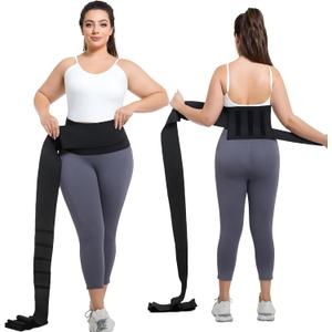 Waist Trainer for Women Plus Size 2025 Upgrade Adjust Stomach Bandage Wrap Waist Band Long Torso Tummy Wraps (Black, M)