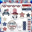 16 Pcs 4th of July Tiered Tray Decoration Rustic Patriotic Red White Blue Table Signs 250th Independence Day Wooden Tiered Tray Decor American Flag Vintage Gnome Centerpiece for Home Party Kitchen
