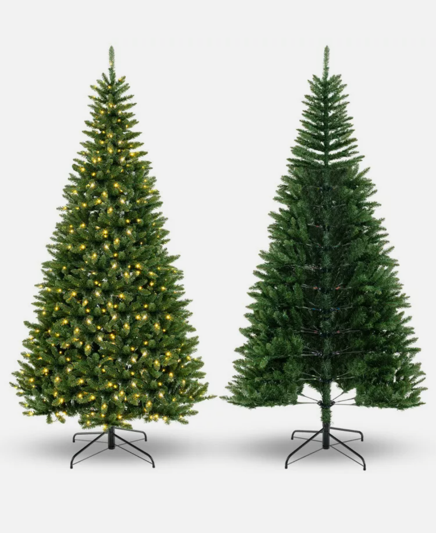 8ft Corner Artificial Christmas Tree with 1137 Tips & 360 Warm White LED Lights