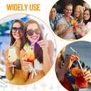 12Pcs Reusable Glass Straws, Cute Straws with Colorful Butterfly Flower, Clear Glass with 4 Cleaning Brushes for Smoothies, Milkshakes, Juices, Teas