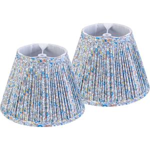 GO&SO Pleated Lamp Shades Set of 2 Small Mini, 5" Top x 9" Bottom x 6.4" High(SPider) Art Deco Multi-Floral Lampshades for Table Lamps,Nightstand Lamp,Bedroom and Office Desk Lamp Replacement Shade
