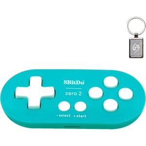 Mcbazel 8Bitdo Zero 2 Bluetooth Gamepad Wireless Controller for NS Switch/Windows/Android/macOS/Steam/Raspberry Pi (Turquoise Edition) with Keychain