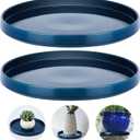 2 Pcs 10 Inch Ceramic Plant Saucer Outdoor Indoor Plant Tray Round Flower Pot Drip Trays Blue Flower Drainage Glazed Pots Base for Holding Water Drips and Soil