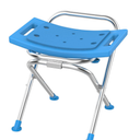 Folding Shower Chair Seat, 17.5" Stainless Steel Small Shower Chair for Inside Shower with Pad, 400lbs Portable Travel Shower Stool, Safety Anti-Slip Bath Chair for Seniors, Disabled, Blue