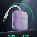 Nulaxy Air in-Flight Bluetooth Wireless Audio Transmitter Receiver for up to 2 AirPods Wireless Headphones, Bluetooth Adapter for All 3.5mm Aux Jacks on Airplanes, Purple