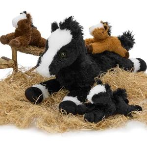 Tezituor 1Pc Horse Stuffed Animal Set, 21inch Large Stuffed Mommy Horse, Black Stuffed Pony Plush Pillow for Boys Girls