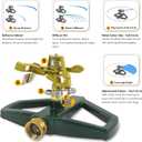 Impact Sprinklers for Yard with Metal Base, Heavy Duty Zinc Alloy Water Sprinkler for Lawn, Automatic 360 Roating for Large Lawn and Garden, Coverage up to 5,800 Sq.Ft, Olive