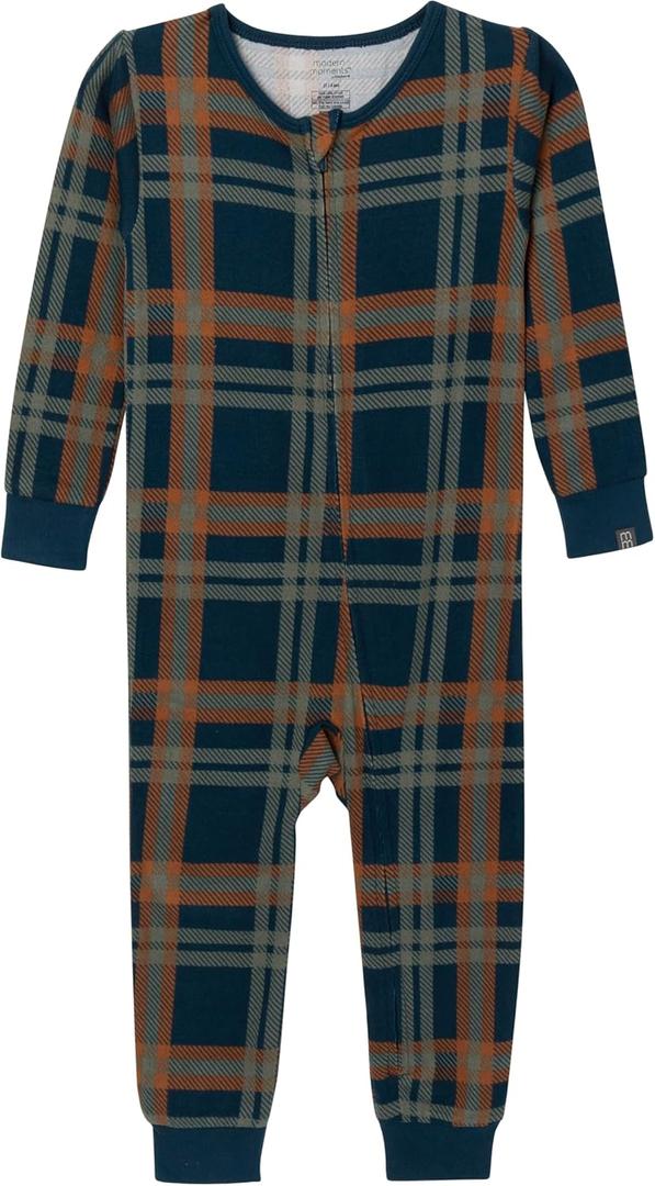 Modern Moments by Gerber Baby Hacci Footless Pajamas (3-6 Months, Navy Plaid)