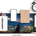 2 x Black Cat Perched on a Windowsill Gaming Mouse Pad with Non-Slip Rubber Base, Large Kawaii Anime Mousepad with Stitched Edges, Long Keyboard Mat for Laptop and Mouse, 31.5 x 11.8 inches