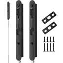 Blulu 2 Pcs 18 Inch Extended Flip Lever Flush Bolt for Double Door, Extra Long Heavy Duty Zinc Alloy French Door Locks Hardware (Matte Black)