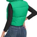 Cityork Women's Cropped Puffer Vest Sleeveless High Stand Collar Crop Outerwear Zip Up Warm Padded Gilet (XS)