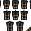 12PCS Shot Black Glass Necklace, Bachelorette Shot Glass Necklaces with Plastic Beaded Shots Glasses with Gold Foil Chain for Wedding Bachelorette Party, Bridal Shower, Bachelor Party Decorations