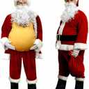 Santa Costume Suit for Men Adults with Fake Belly Pouch,11PCS Claus Set Deluxe Velvet Professional Christmas Suits Red (3X-Large)