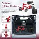 Lightweight Knee Scooter Crutch Alternative, Foldable & Adjustable Knee Scooter for Adults for Foot Surgery, Steerable Knee Walker with Detachable Storage Basket, Includes DIY Stickers-Hot Red