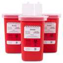 Alcedo Sharps Container for Home Use and Professional 1 Quart (3-Pack) | Biohazard Needle and Syringe Disposal | Small Portable Container for Travel