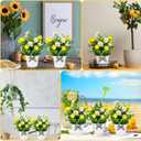 Nitial 6 Pcs Lemon Centerpiece for Tables 7.75 Inch Artificial Lemon Kitchen Decorations Mini Fake Fruit Potted Plant Spring Summer Farmhouse Decor for Indoor Outdoor Living Room Home