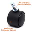 2 x Plastic Casters Set of 4, M8 Circlip Stem Caster Wheels 1 inch, Black Nylon Swivel Caster Wheels Replacement for Furniture, Office Chair, Table, Cabinet