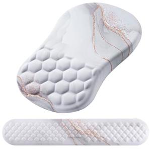 Mouse Pad Wrist Support, Laokiiy 2 in1 Keyboard Wrist Rest+ Ergonomic Mouse Pad, Non-Slip Wrist Rest for Computer Keyboard, Made Easy Typing & Relieve Wrist Pain(White)