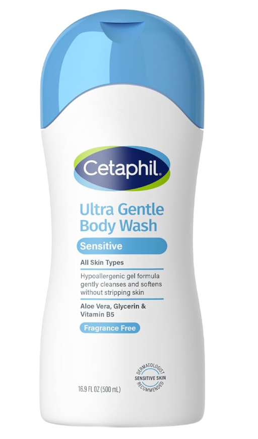 Cetaphil Ultra Gentle Body Wash, For Dry to Normal, Sensitive Skin, 16.9oz Pack of 3, Aloe Vera, Vitamin B5, Hypoallergenic, Paraben Free, Fragrance Free, Dermatologist Tested
