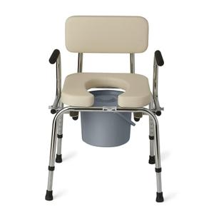 Medline Drop Arm with Padded Seat and Backrest, 350 lbs Weight Capacity, Beige
