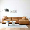 Acanva Modern L-Shaped Deep Sectional Sofa Furniture Set for Living Room Lounge, Amber Brown