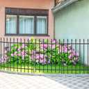 FOREHOGAR Metal Garden Fence with Gate 30 in H x 10 ft L, 1 Gate + 4 Panels Border Fence Panels Animal Barrier for Dogs, No Dig Garden Fencing for Yard Patio Flower Bed Lawn Outdoor, Black