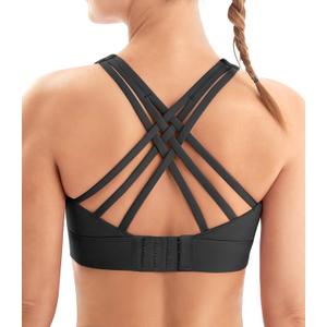 IUGA Sports Bras for Women High Support Large Bust High Impact Womens Sports Bras Strappy Padded Sports Bra (Black)