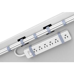 Under Desk Cord Management Straps, Adhesive-Backed Heavy-Duty Reusable Mounting Straps, Cable Management, Self Adhesive Hook and Loop Strap Set, for Large Cord Bundles, Power Strips & Devices