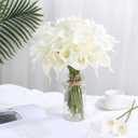 24 Pcs White Artificial Calla Lily Flower White Fake Silk Flowers Real Touch for Wedding Bouquet Office Home Kitchen Decor
