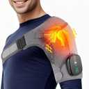 Cordless Shoulder Heating Pad, Heated Shoulder Brace for Men Women Rotator Cuff Pain Relief, Heated Shoulder Wrap with 3 Heat Levels and 3 Vibration Modes for Shoulder Discomfort Relief (Grey)