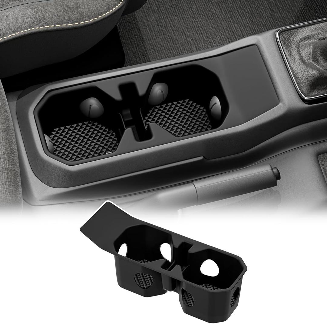 Center Console Cupholder Organizer for 2018-2025 Jeep Wrangler JL JLU 4XE/Gladiator JT Center Console Cupholder Insert Storage Tray for Wrangler&Gladiator(Center Console Cupholder Organizer)