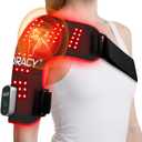 Cordless Red Light Therapy for Shoulder with Heat & Massage, 5000mAh Rechargeable Heated Shoulder Pad 660nm&850nm Near Infrared Light Therapy Wrap for Joint Pain Relief (Black)