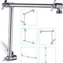 PDPBath Shower Extension Arm, 16" Upgrade Solid Brass Shower Head Shower Head Extender, Adjustable Height Extended with G1/2 Universal Connection for Rain & Handheld Shower Head - Chrome