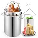 ARC 32QT Stainless Steel Stock pot 6-Piece For Seafood Boil Pot with Basket and Steamer Rack, Cookware for Crawfish Crab Shrimp Lobster Boiling Pot, Turkey Fryer Pot, Tamale Steamer Pot with Strainer